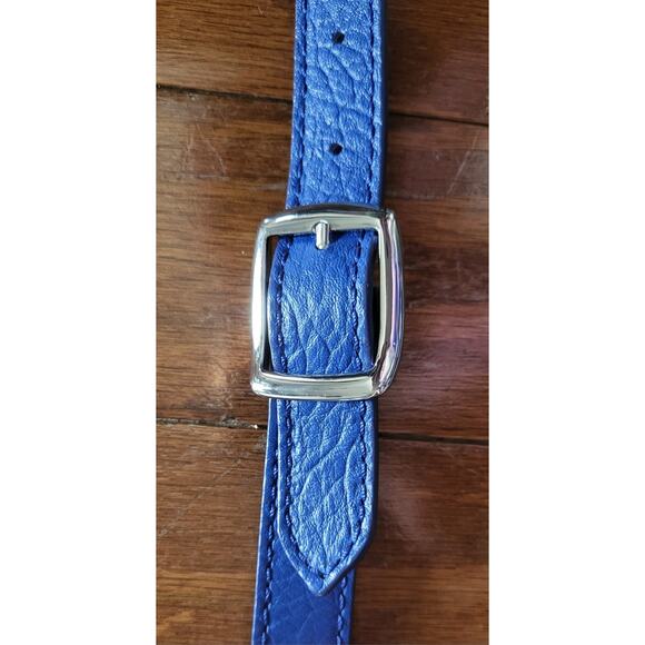 B. Makowsky Leather Bag Purse Blue Cross Body Shoulder Strap Silver Studs - Picture 7 of 16